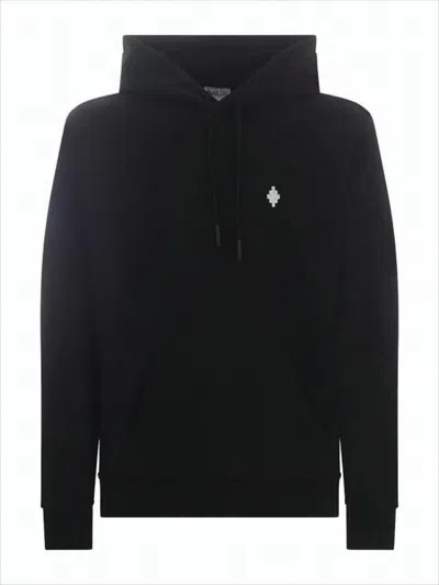 MARCELO BURLON COUNTY OF MILAN CLASSIC PULLOVER BLACK HOODIE WITH ADJUSTABLE DRAWSTRING