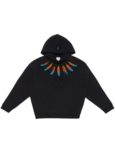 Marcelo Burlon County Of Milan Collar Feathers Hoodie In Schwarz