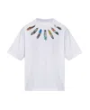 Marcelo Burlon County Of Milan Collar Feathers Over Printed T-shirt In White