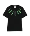 Marcelo Burlon County Of Milan Collar Feathers-print Cotton T-shirt In Black