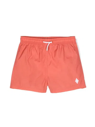 Marcelo Burlon County Of Milan Kids' Logo-embossed Swim Shorts In Red