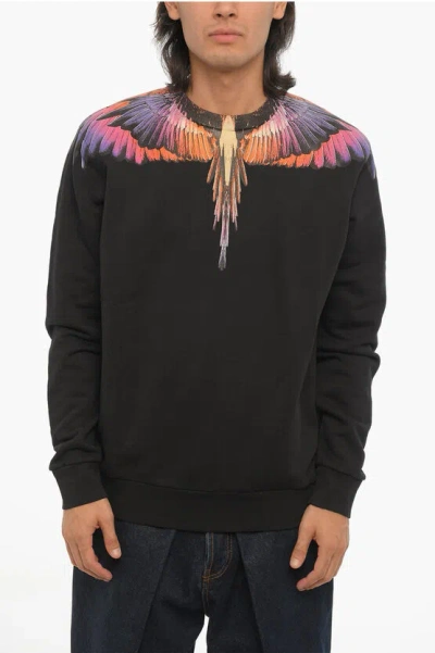 Marcelo Burlon County Of Milan Cotton Icon Crew-neck Sweatshirt With Print In Black