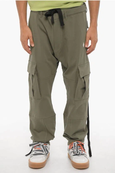 Marcelo Burlon County Of Milan Cotton Twill Cargo Pants In Green