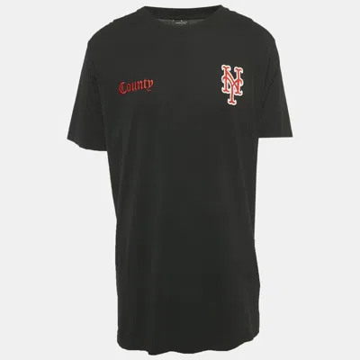 Pre-owned Marcelo Burlon County Of Milan County Of Milan X Mlb New York Mets Edition Black Cotton T-shirt M