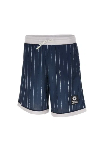 Marcelo Burlon County Of Milan County Pinstripes Shorts In Blue