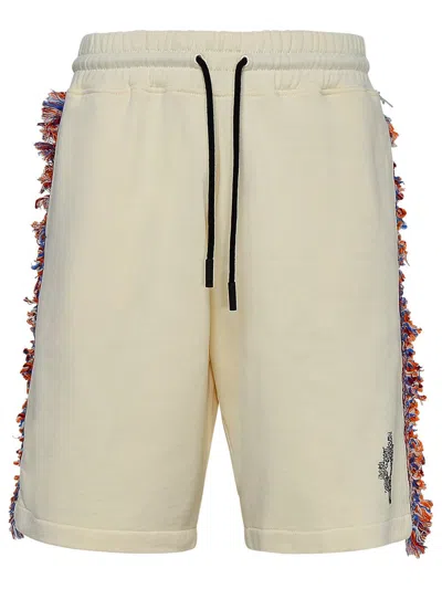 Marcelo Burlon County Of Milan Cream Cotton Bermuda Shorts In Beige