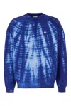 Marcelo Burlon County Of Milan Oversize Tie-dye Cotton Sweatshirt Embroidery In Blue