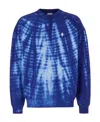 Marcelo Burlon County Of Milan Oversize Tie-dye Cotton Sweatshirt Embroidery In Blue