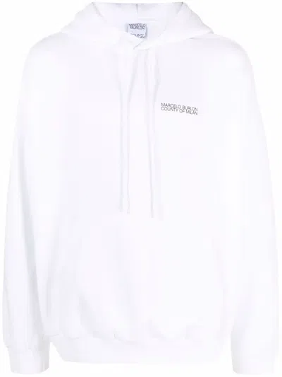 Marcelo Burlon County Of Milan Cotton Hoodie With Drawstring Hood And Graphic Design In White