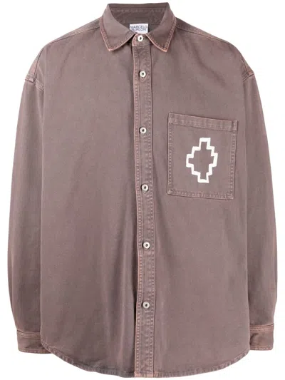 Marcelo Burlon County Of Milan Cross-motif Long-sleeved Shirt In Brown