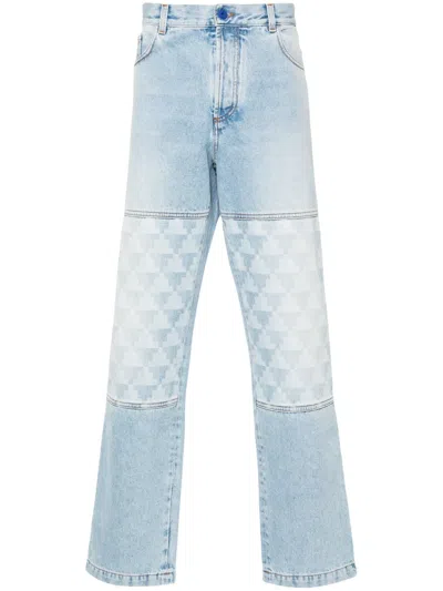 Marcelo Burlon County Of Milan Cross-print Straight-leg Jeans In Blue