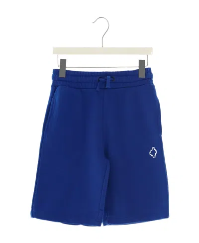 Marcelo Burlon County Of Milan Cross-print Straight-leg Track Shorts In Blue