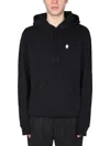 Marcelo Burlon County Of Milan Classic Pullover Black Hoodie With Adjustable Drawstring In Black