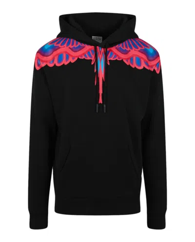 Marcelo Burlon County Of Milan Curved Wings-print Hoodie In Black