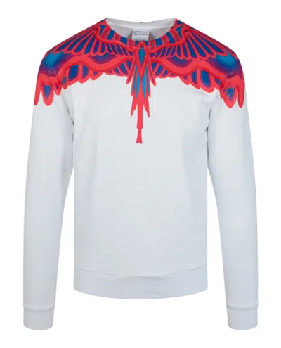 Marcelo Burlon County Of Milan Curves Wings Crewneck Sweatershirt In White