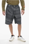 MARCELO BURLON COUNTY OF MILAN DENIM FEATHERS SHORTS WITH FRONT PLEATS