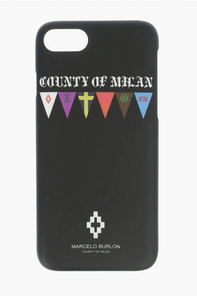 Marcelo Burlon County Of Milan Embossed Printed Flags Sides 7 Iphone Case In Black