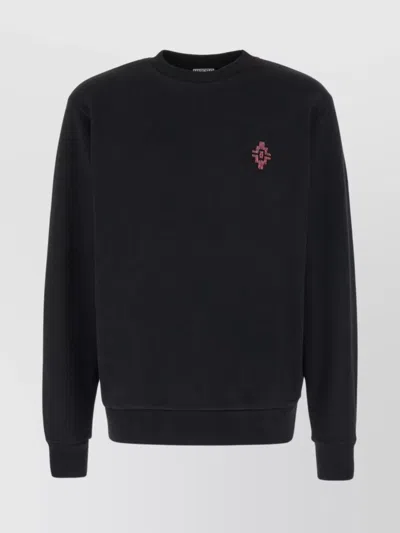 MARCELO BURLON COUNTY OF MILAN EMBROIDERED CROSS STRETCH COTTON SWEATSHIRT