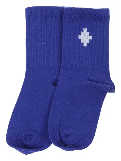 Marcelo Burlon County Of Milan Kids' Embroidered-logo Socks In Blue