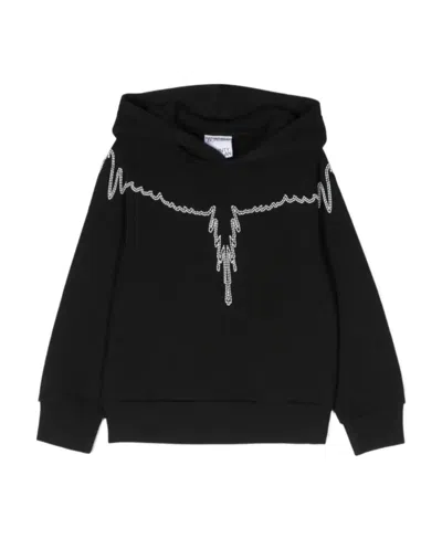 Marcelo Burlon County Of Milan Embroidered-motif Organic-cotton Hoodie In Black