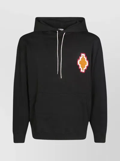 Marcelo Burlon County Of Milan Macrame Cross-patch Cotton Hoodie In Nero