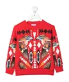 Marcelo Burlon County Of Milan Red Sweatshirt With Multicolor Print In Red