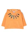 Marcelo Burlon County Of Milan Feather-motif Hoodie In Orange
