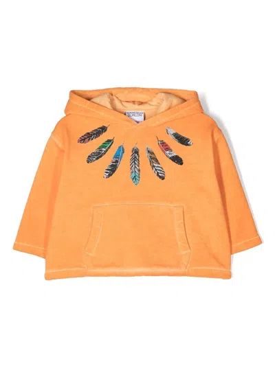 Marcelo Burlon County Of Milan Kids' Feather-motif Hoodie In Orange