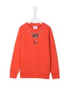Marcelo Burlon County Of Milan Feather Necklace-print Sweatshirt In Orange