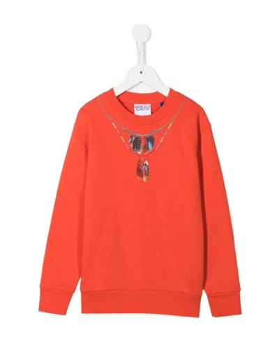 MARCELO BURLON COUNTY OF MILAN FEATHER NECKLACE-PRINT SWEATSHIRT