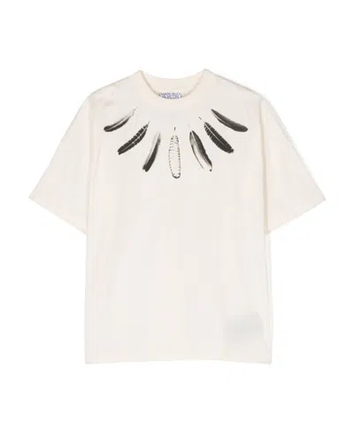 Marcelo Burlon County Of Milan Feather Pattern T-shirt In White