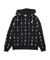 Marcelo Burlon County Of Milan Feather-print Cotton-blend Hoodie In Black