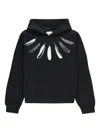Marcelo Burlon County Of Milan Feather-print Hoodie In Black