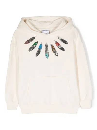 Marcelo Burlon County Of Milan Collar Feathers Over Hoodie In Neutrals