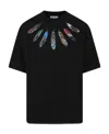 Marcelo Burlon County Of Milan Feather-print Short-sleeve T-shirt In Black