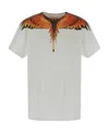 Marcelo Burlon County Of Milan Feather-print Short-sleeve T-shirt In Gray