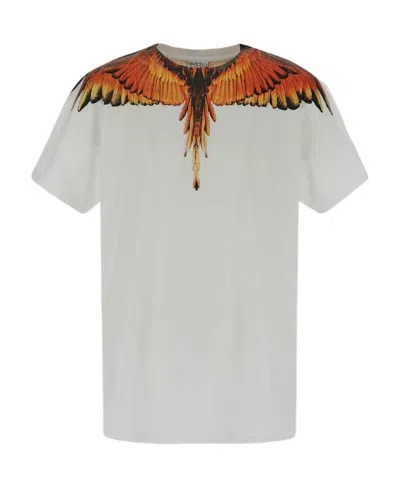 Marcelo Burlon County Of Milan Feather-print Short-sleeve T-shirt In Gray