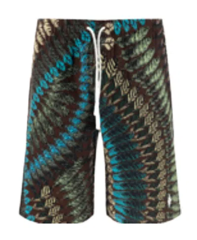 Marcelo Burlon County Of Milan Feather-print Straight-leg Shorts In Black