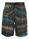 Marcelo Burlon County Of Milan Feather-print Swim Shorts In Brown