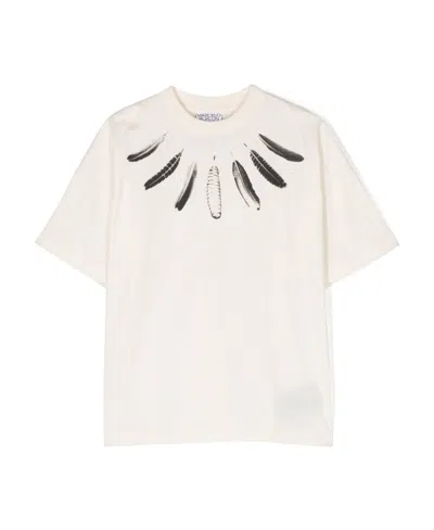 Marcelo Burlon County Of Milan Feather Printed Short-sleeved T-shirt In White