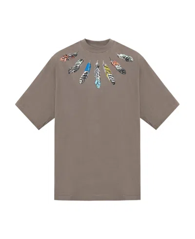 Marcelo Burlon County Of Milan Feathers Detail T-shirt In Gray