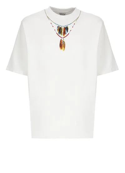 Marcelo Burlon County Of Milan Feathers Necklace T-shirt In White