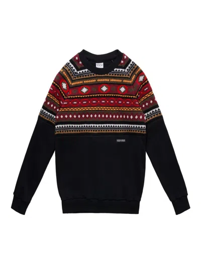 MARCELO BURLON COUNTY OF MILAN FOLK CROSS STRIPE KNIT SWEATSHIRT