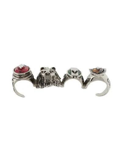 Marcelo Burlon County Of Milan Vier-finger-ring In 7284 Silver Multicolor