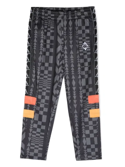Marcelo Burlon County Of Milan Kids' Geometric-print Track Pants In Black Dark