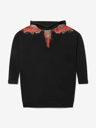 Marcelo Burlon County Of Milan Babies' Girls Cotton Wings Hoodie Dress 6 Yrs Black