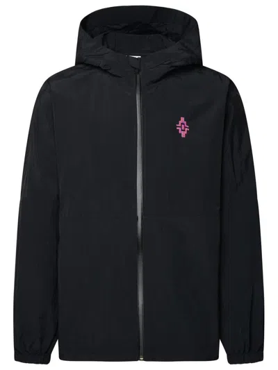 Marcelo Burlon County Of Milan Graffiti Cross Embroidered Zipped Hoodie In Black