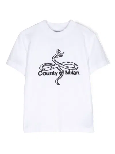 Marcelo Burlon County Of Milan Kids' Graphic-print Cotton T-shirt In White