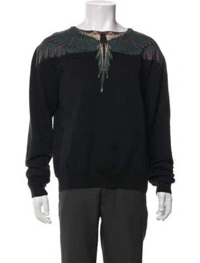 Pre-owned Marcelo Burlon County Of Milan Graphic Print Crew Neck Sweatshirt In Black