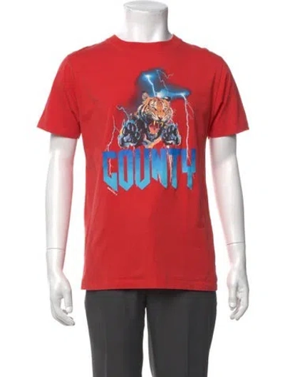 Pre-owned Marcelo Burlon County Of Milan Graphic Print Crew Neck T-shirt In Red